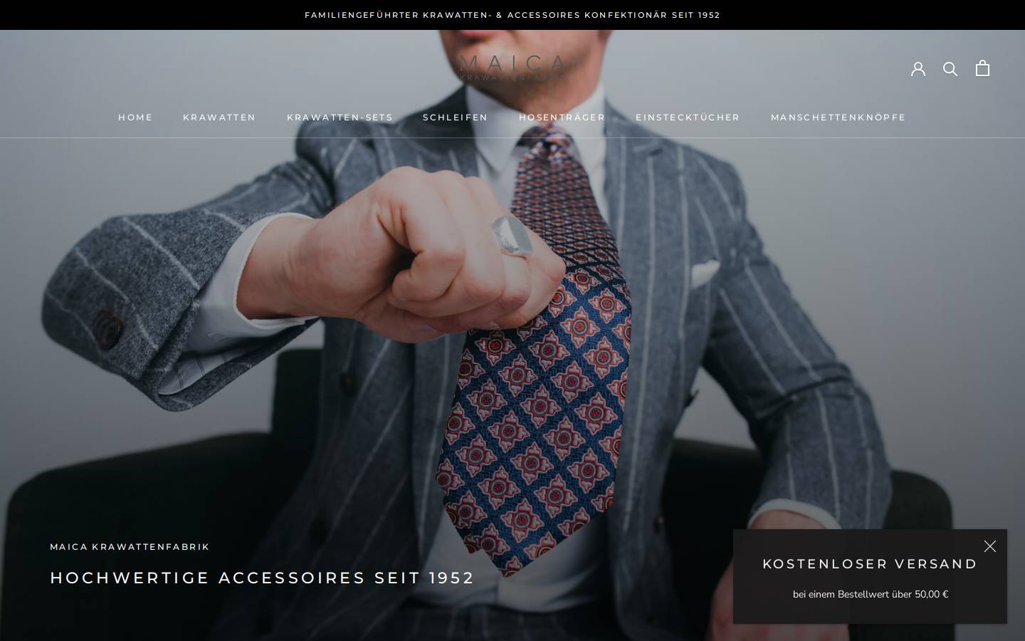 maica-krawattenfabrik.com homepage screenshot