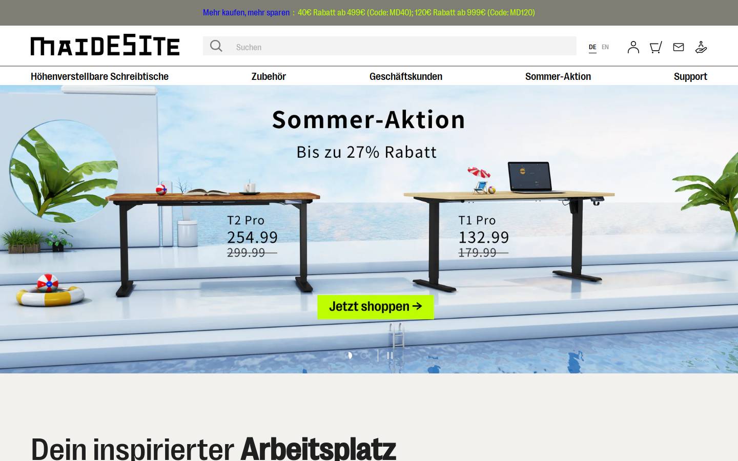 Maidesite homepage screenshot