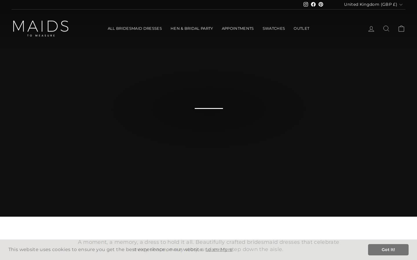Maids to Measure homepage screenshot