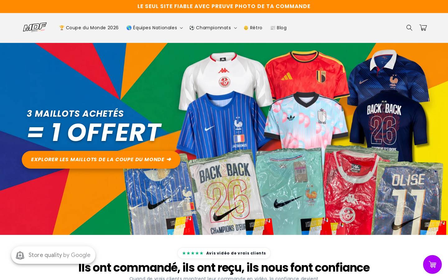MDF MAILLOT DE FOOT homepage screenshot