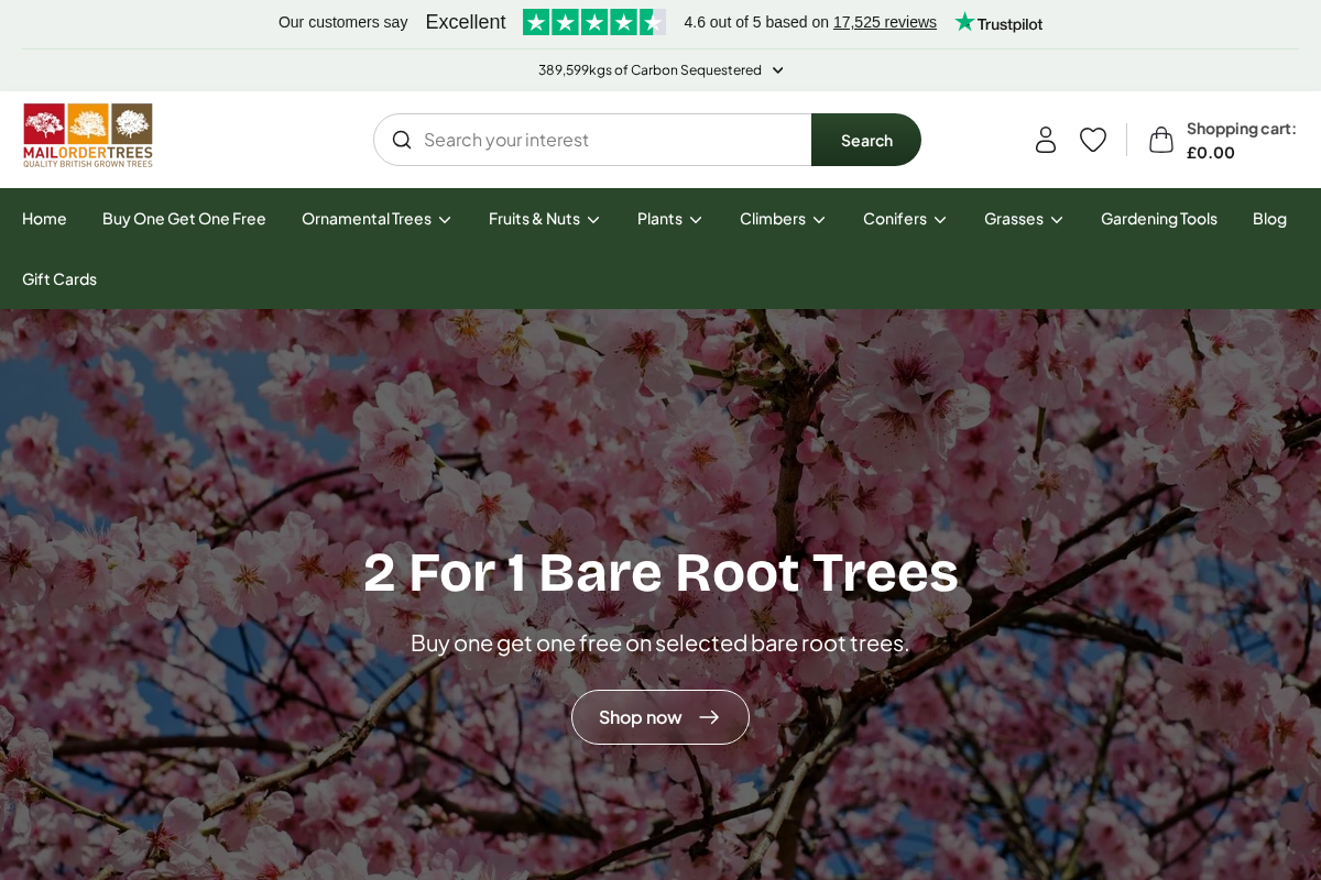 Mail Order Trees homepage screenshot