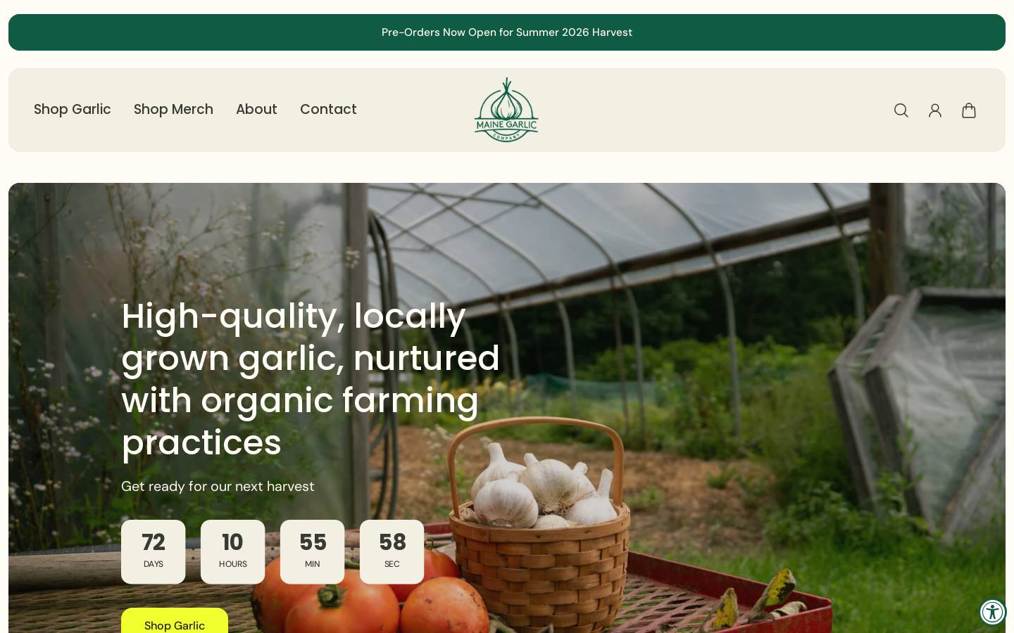 mainegarliccompany.com homepage screenshot