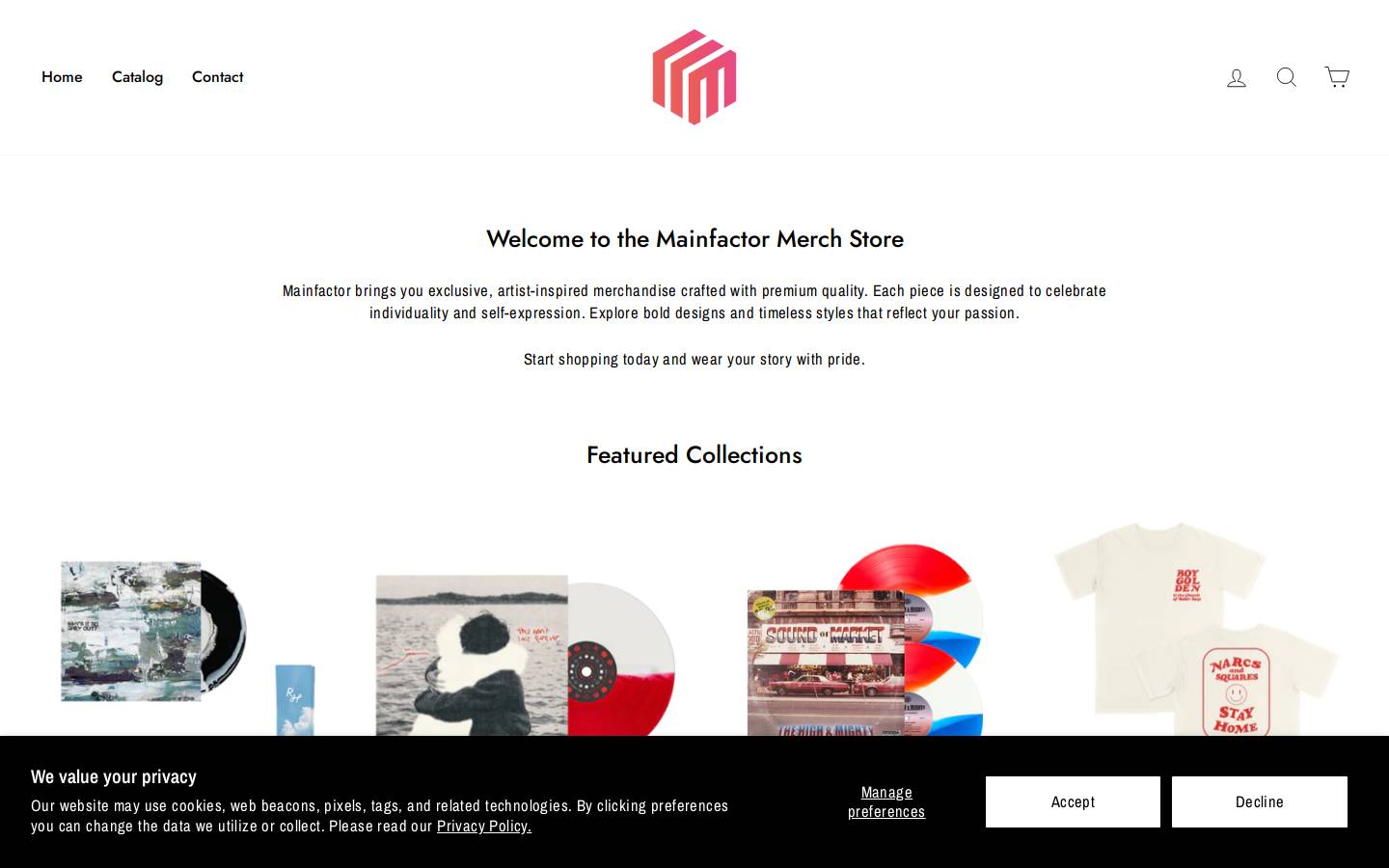 mainfactormerch.com homepage screenshot