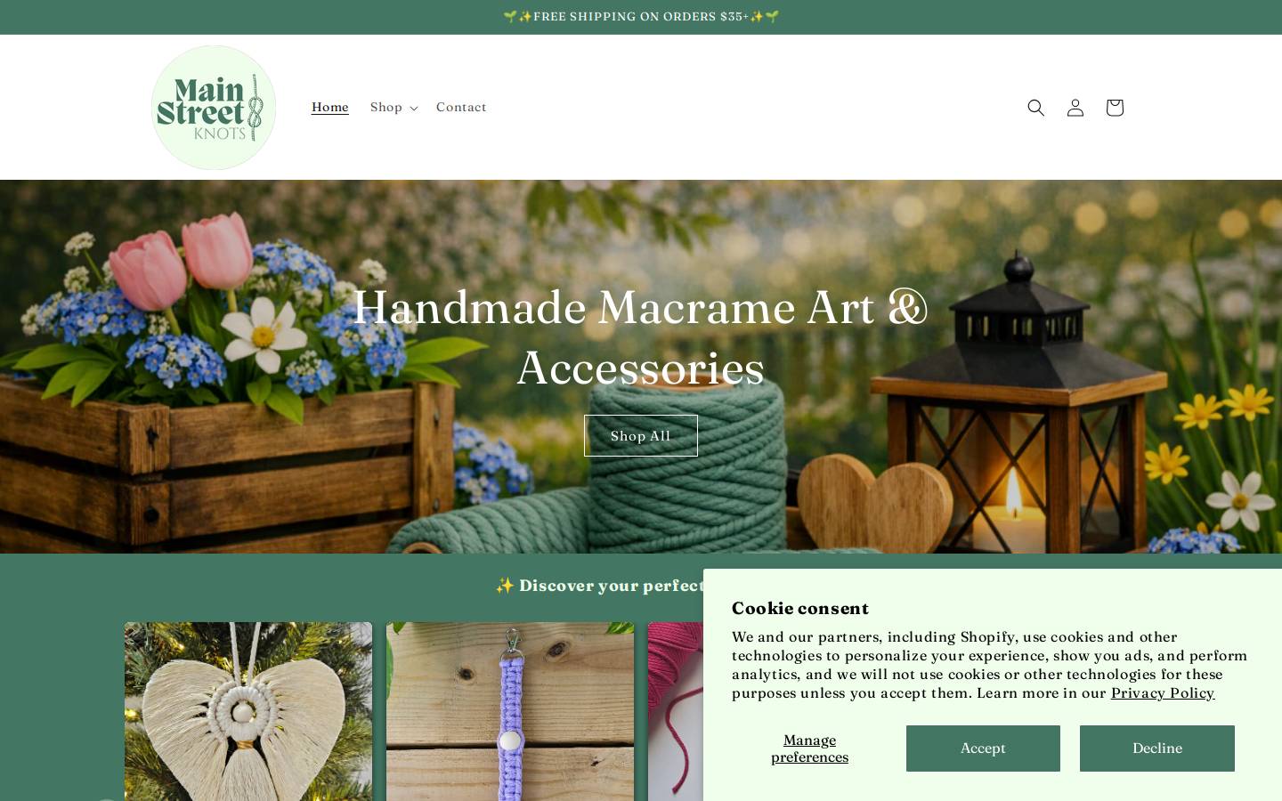 mainstreetknots.com homepage screenshot
