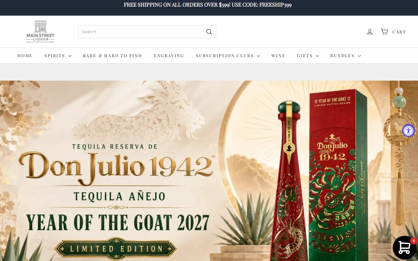 mainstreetliquor.com homepage screenshot