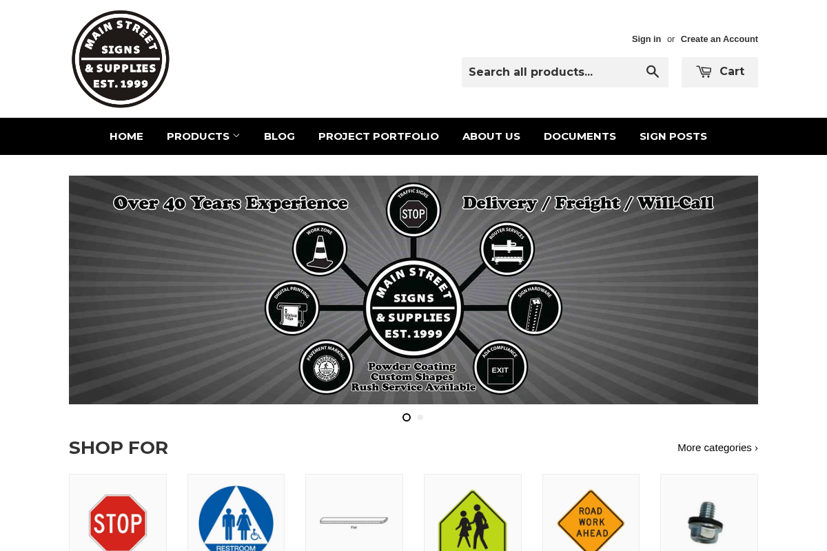 Main Street Signs, Athaco Inc. homepage screenshot