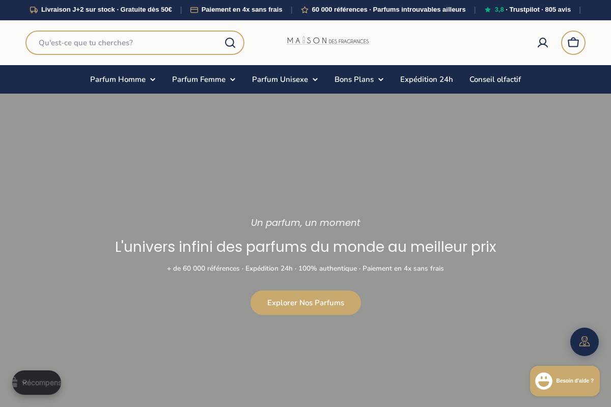 Maison des Fragrances homepage screenshot