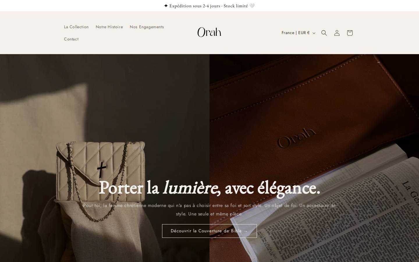 maisonorah.com homepage screenshot