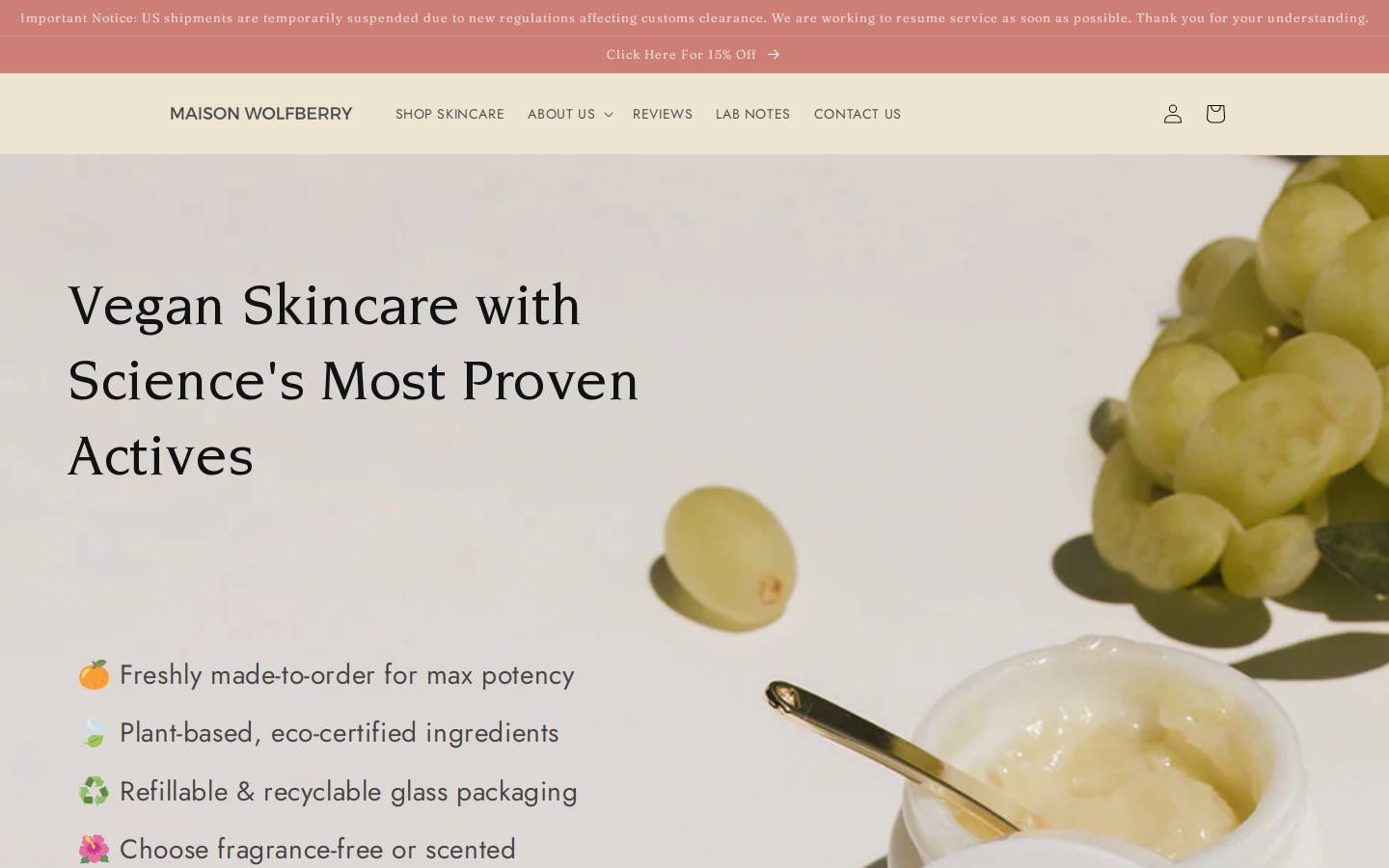 maisonwolfberry.com homepage screenshot