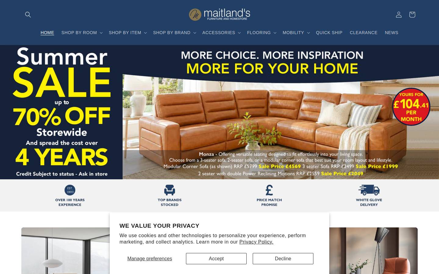 Maitlands homepage screenshot