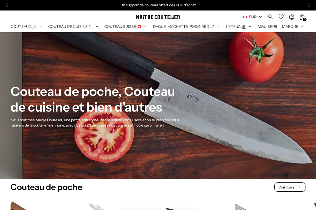 MaitreCoutelier® homepage screenshot