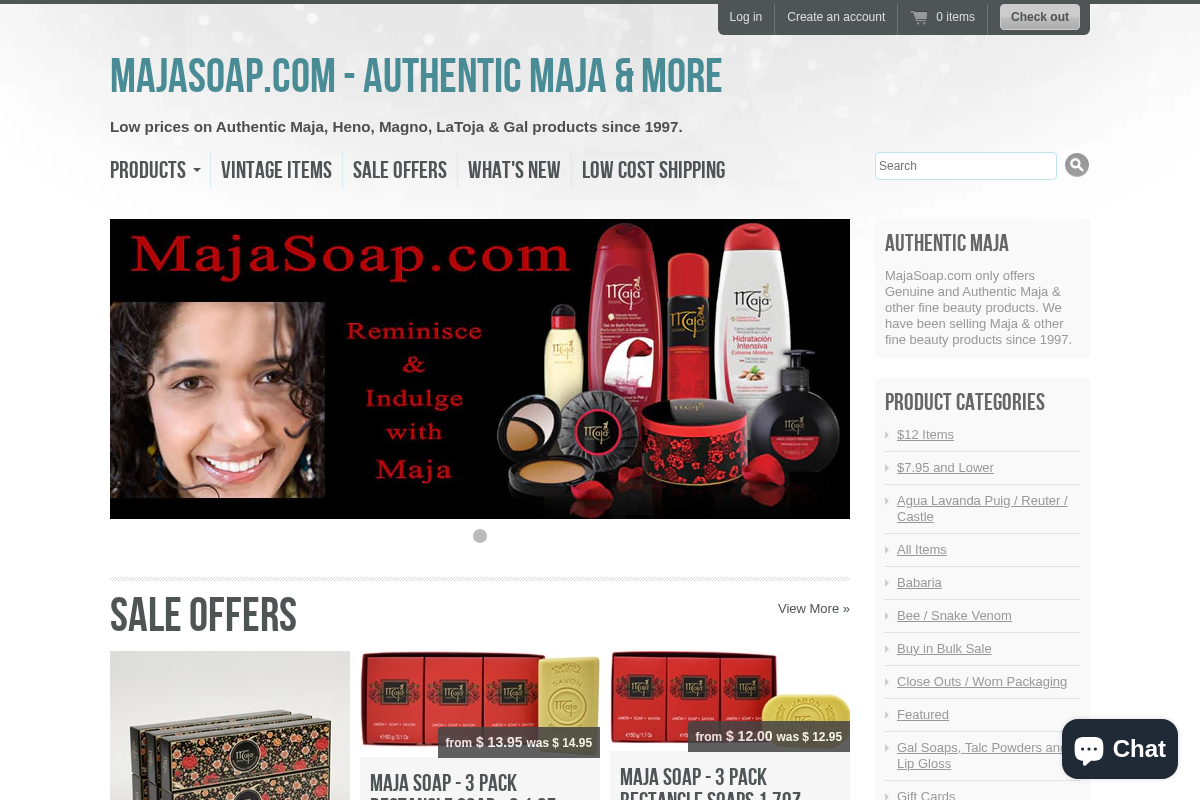 majasoap.com homepage screenshot