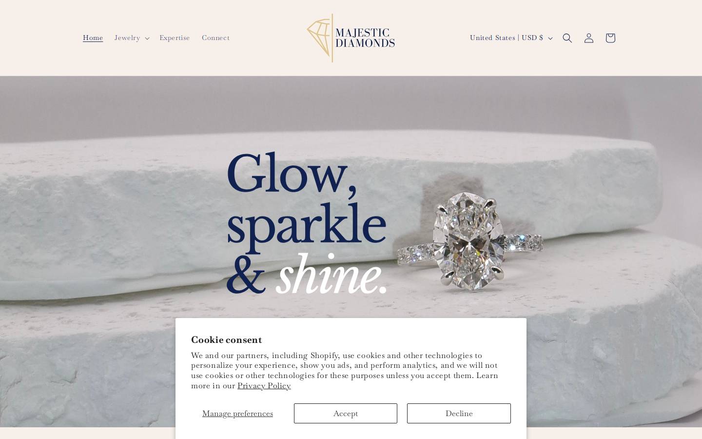 majesticdiamondsinc.com homepage screenshot