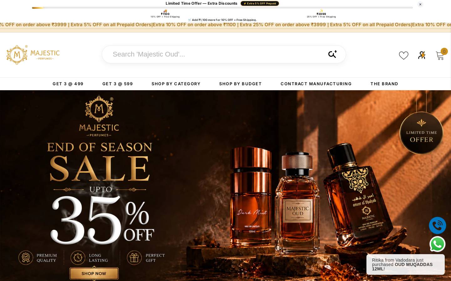 majesticperfume.in homepage screenshot