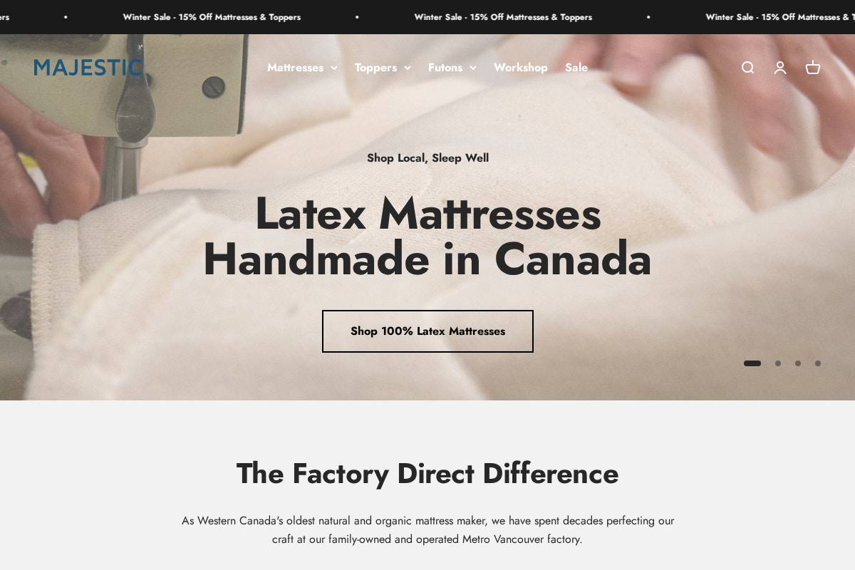 majesticsitandsleep.com homepage screenshot