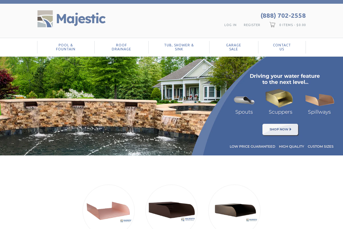 Majestic Water Spouts homepage screenshot