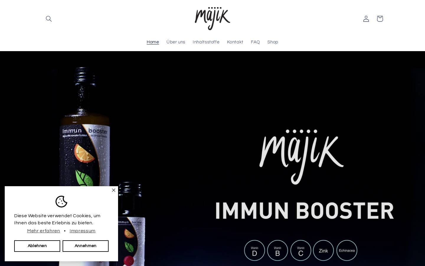 majik-drinks.com homepage screenshot