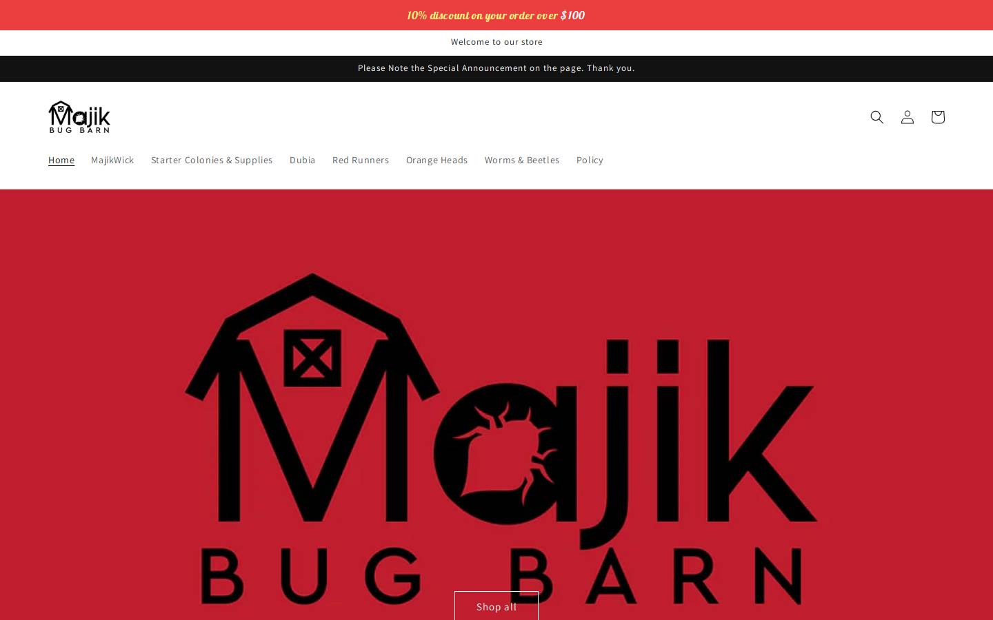 majikbugbarn.com homepage screenshot