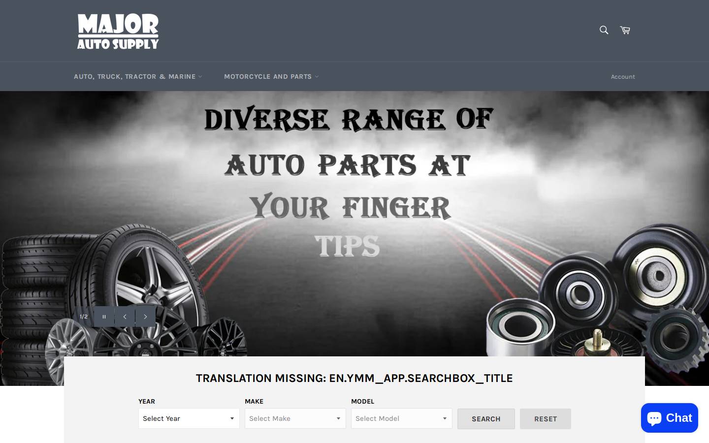 majorautosupply.com homepage screenshot