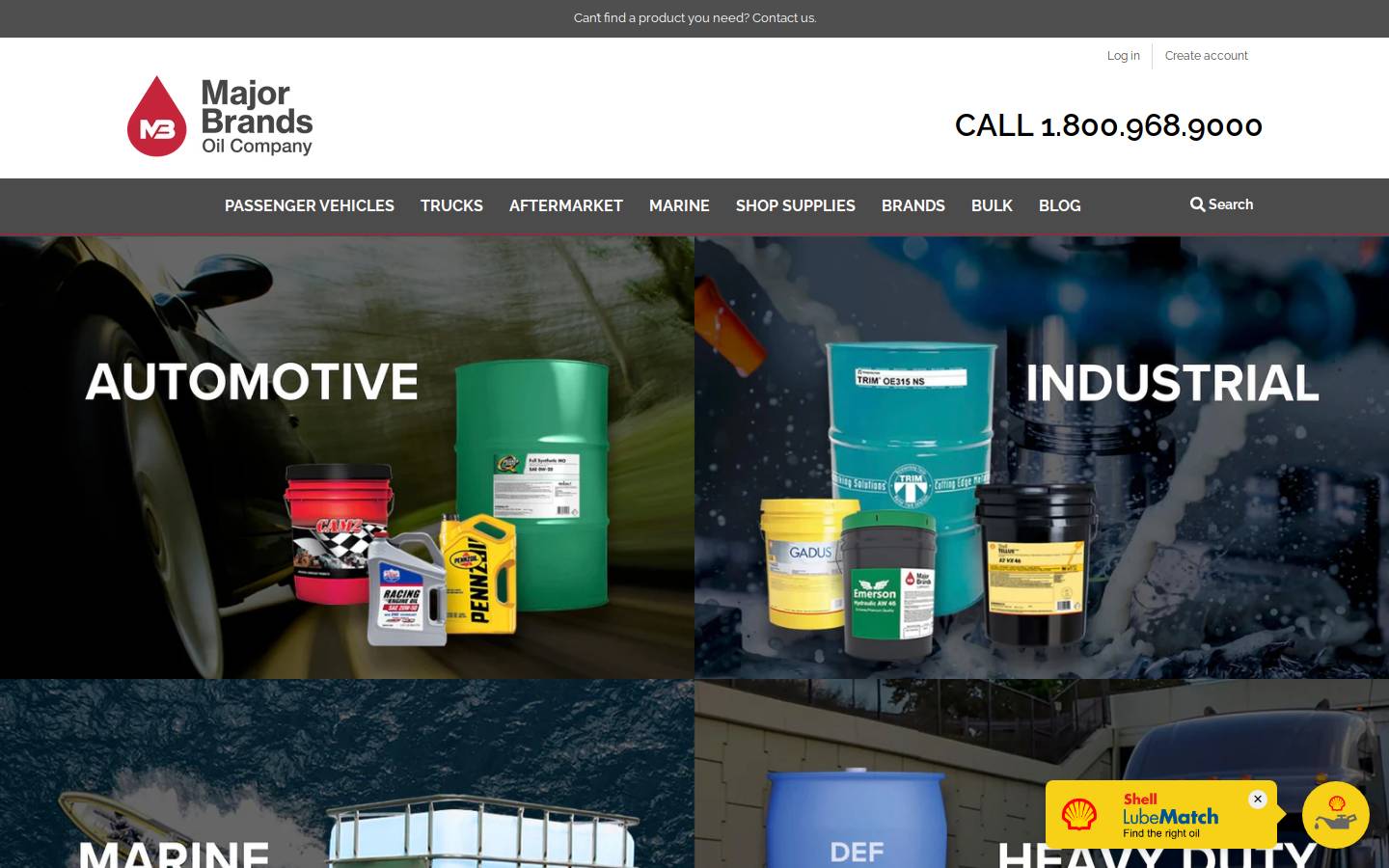 majorbrandsoil.com homepage screenshot