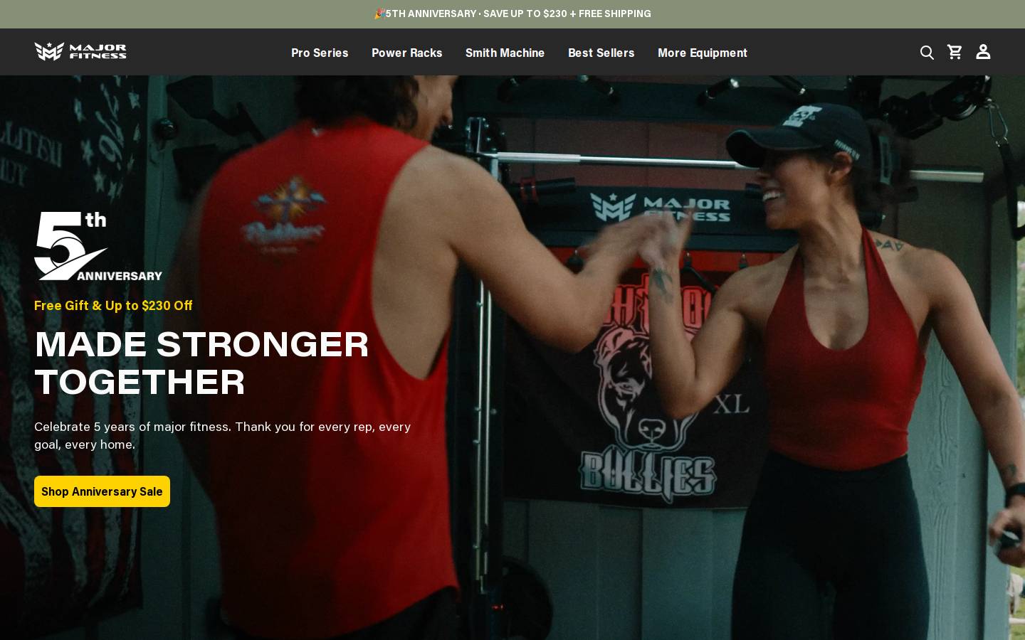 Major Fitness homepage screenshot