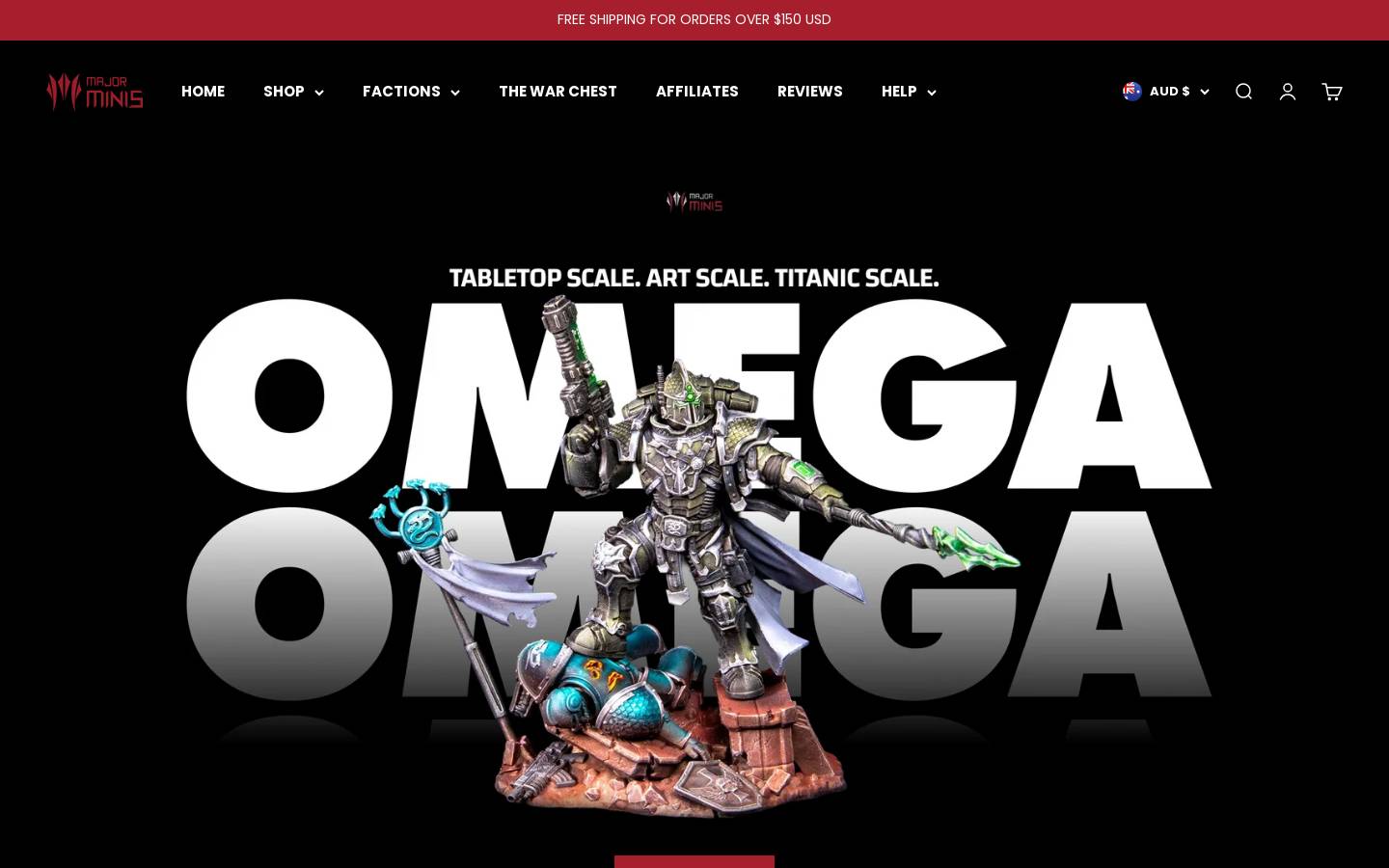 Major Minis homepage screenshot