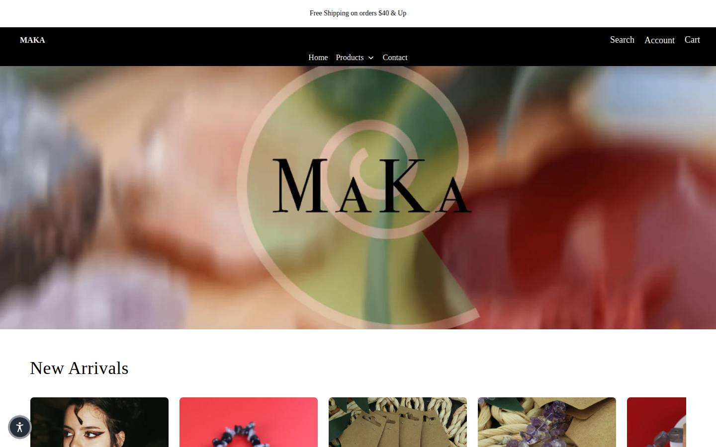 makacrystals.com homepage screenshot
