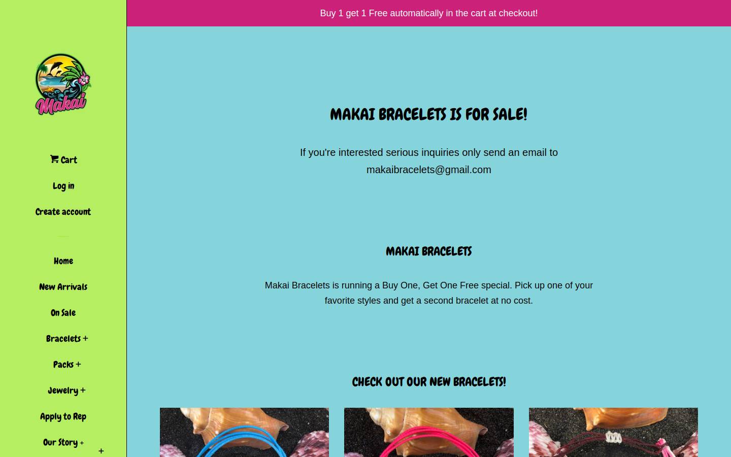 makaibracelets.com homepage screenshot