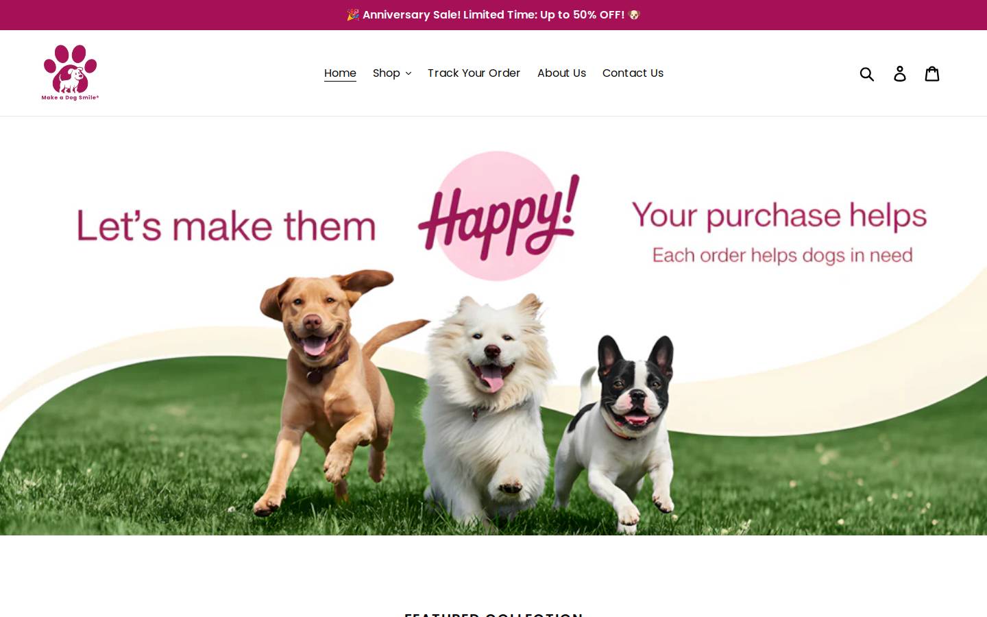 Makeadogsmile homepage screenshot