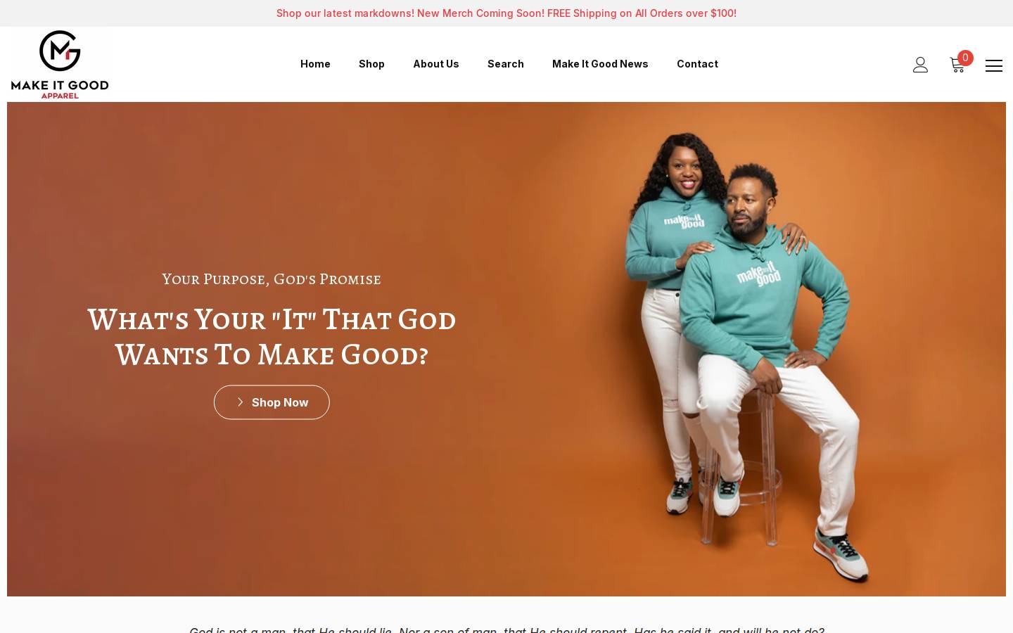 makeitgoodapparel.com homepage screenshot