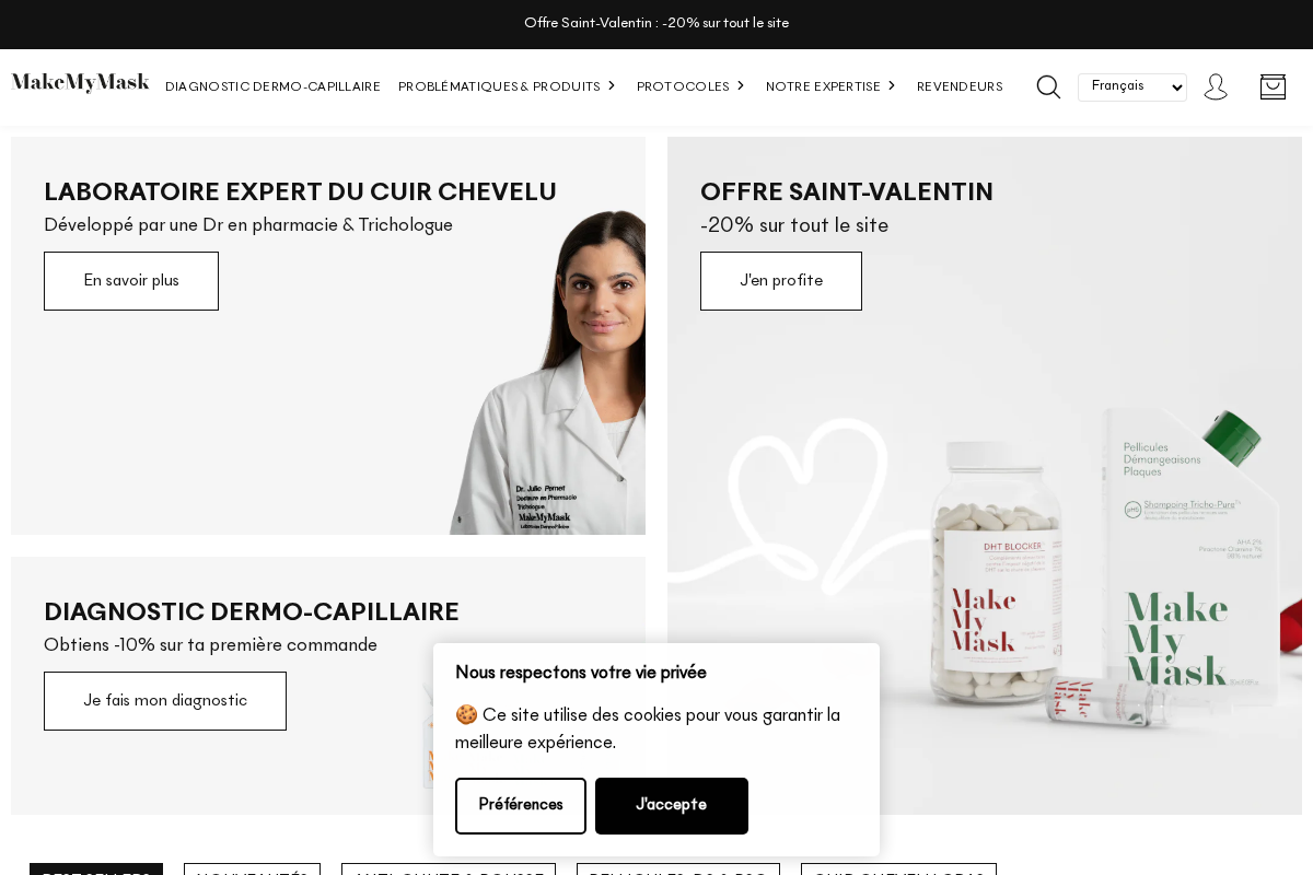 MakeMyMask - Soins Traitants du Cuir Chevelu homepage screenshot
