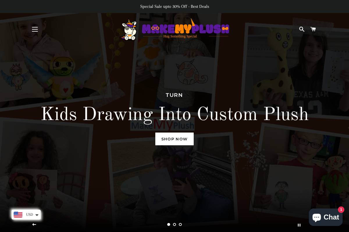 Makemyplush homepage screenshot