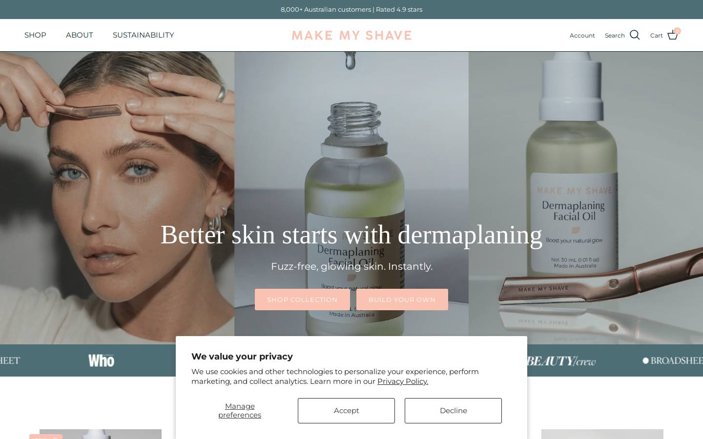 Make My Shave homepage screenshot