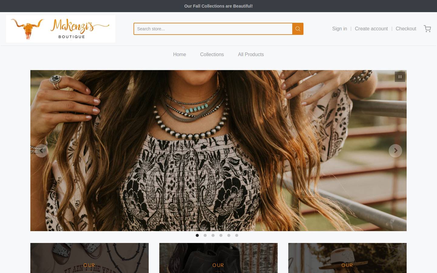 makenzisboutique.com homepage screenshot