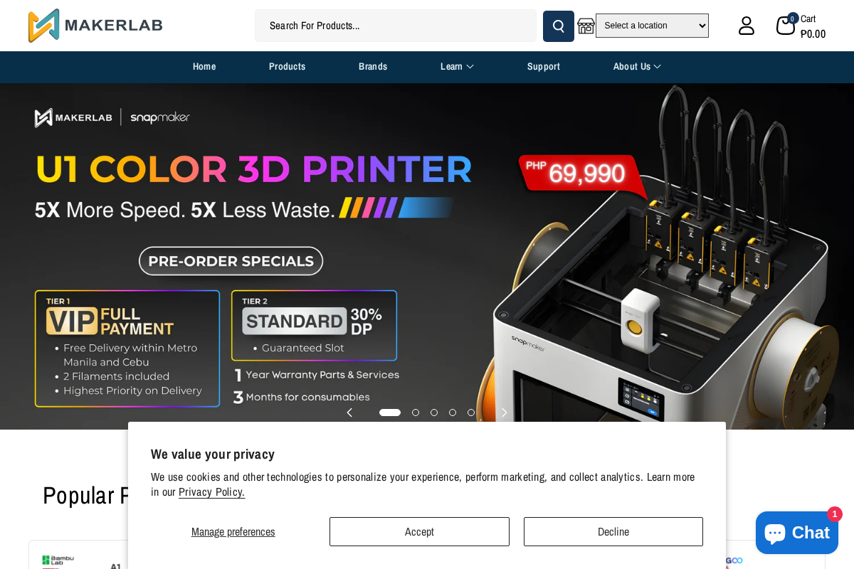 Makerlab Electronics homepage screenshot