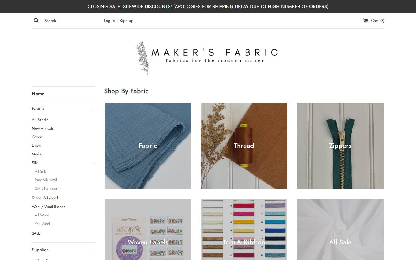 makersfabric.com homepage screenshot