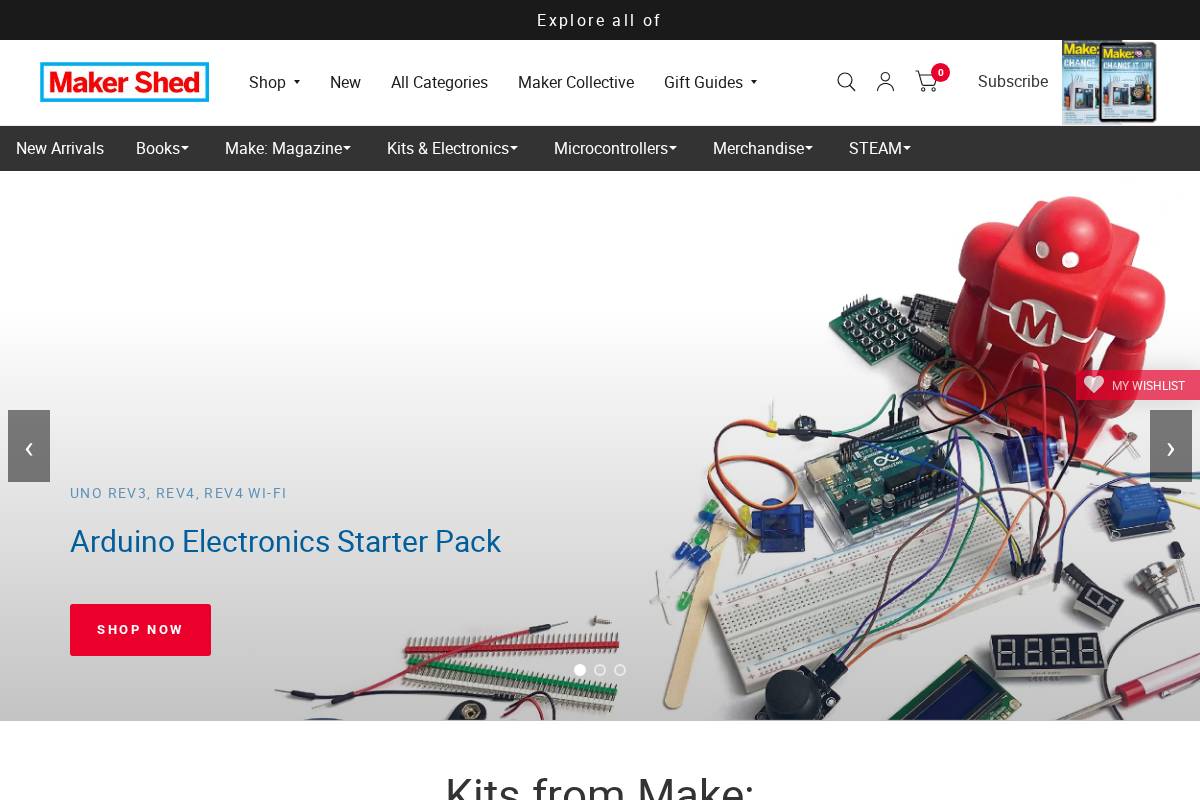 Makershed homepage screenshot