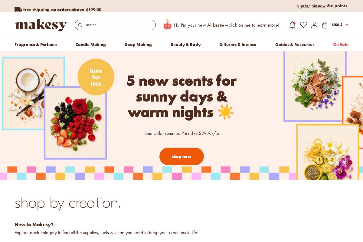 makesy homepage screenshot