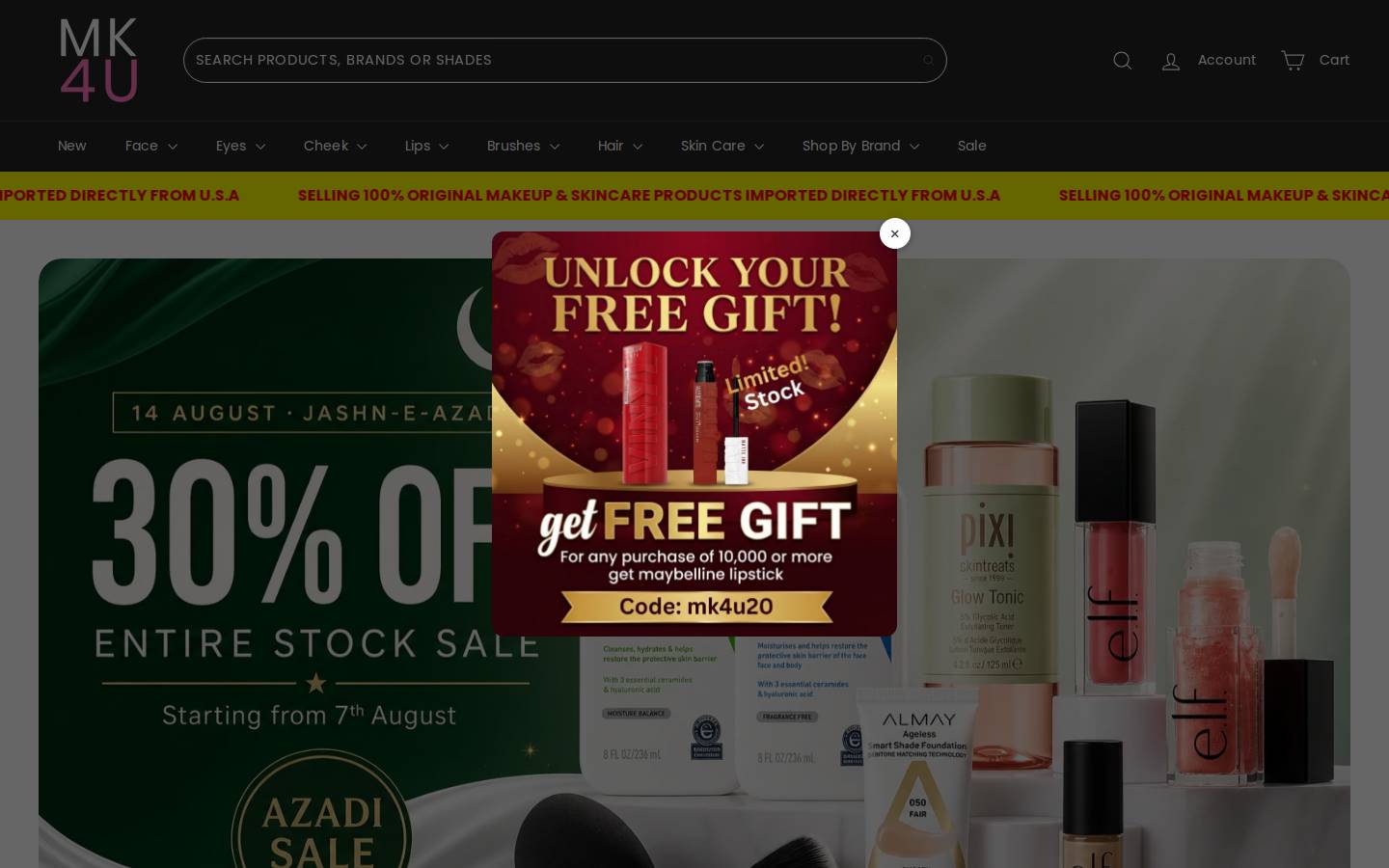 Makeup 4 U Online.com homepage screenshot
