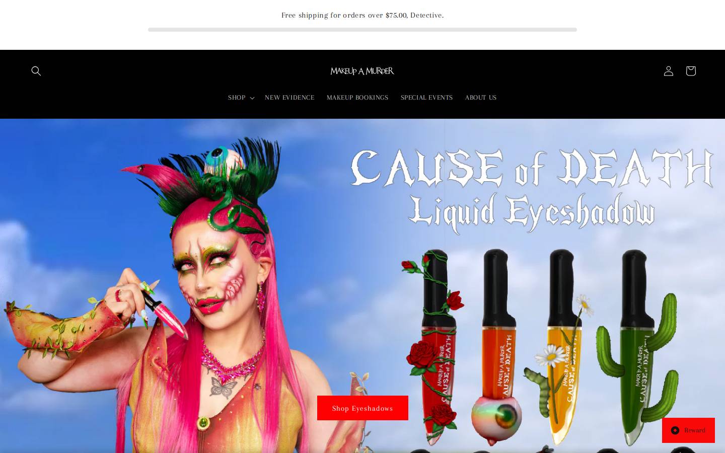 Makeup A Murder homepage screenshot