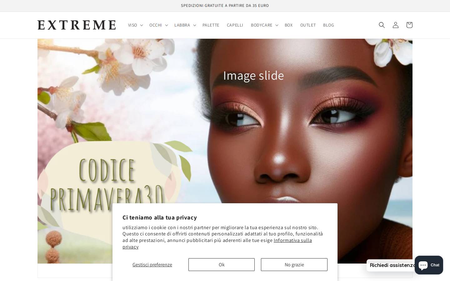 makeupextreme.it homepage screenshot