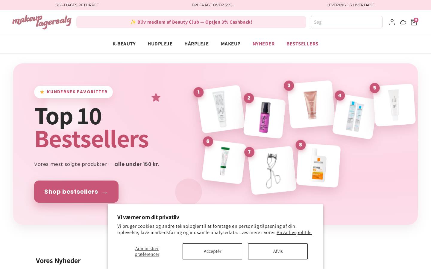 Makeup Lagersalg homepage screenshot