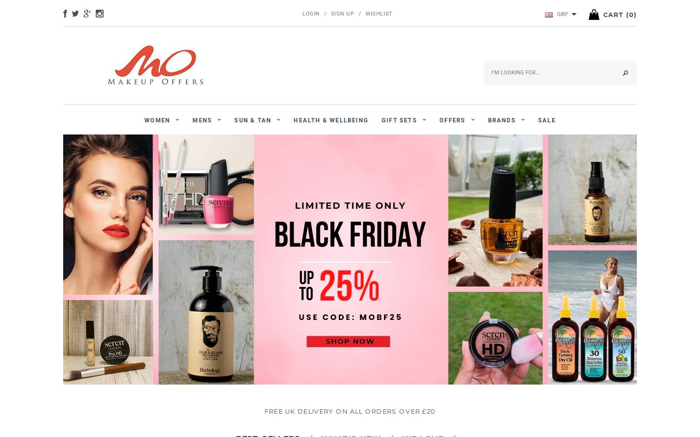Makeup Offers UK homepage screenshot