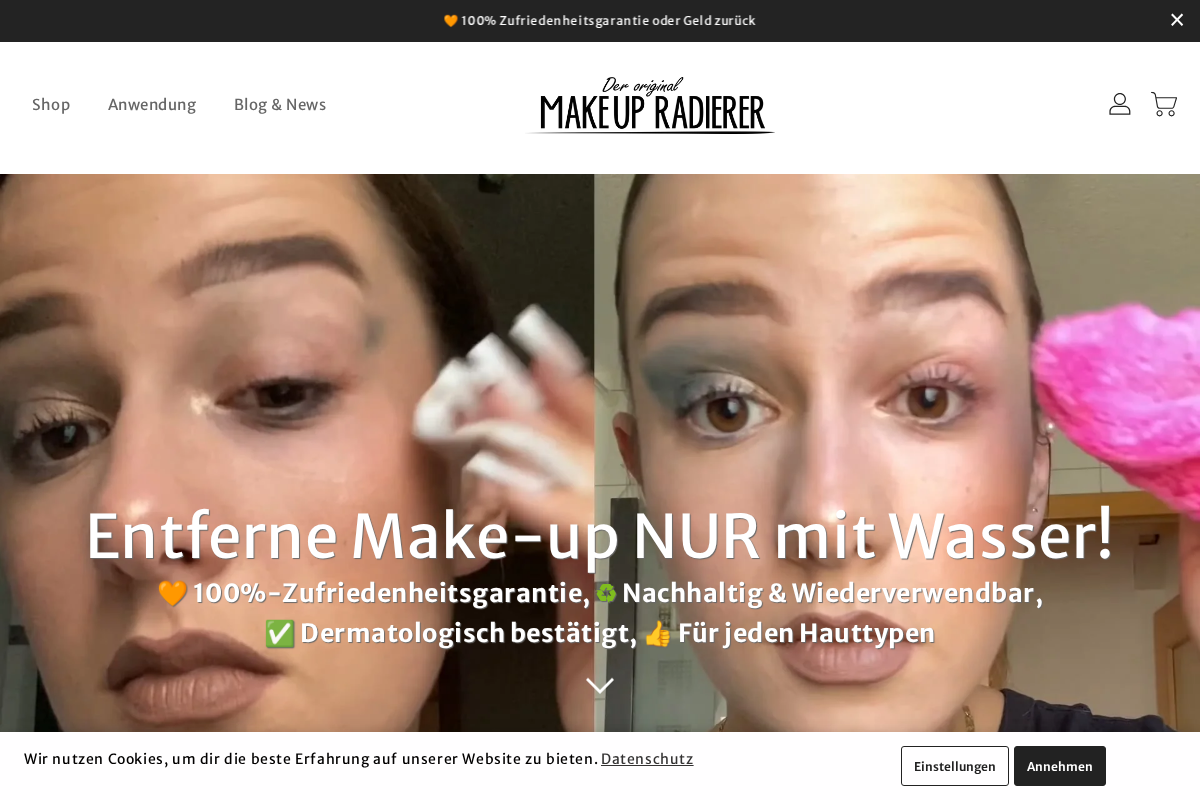 Der Original MakeUp Radierer homepage screenshot