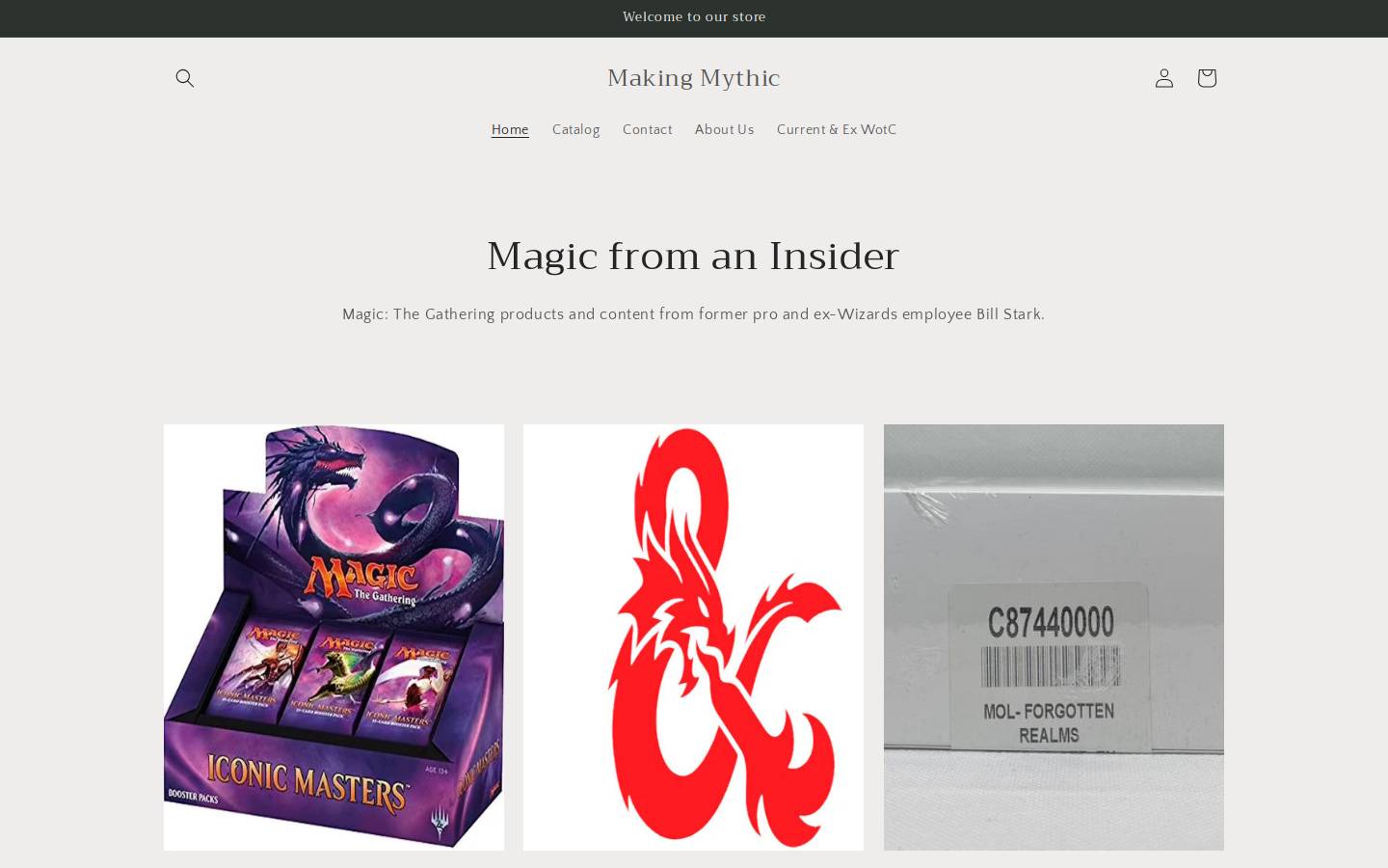 makingmythic.com homepage screenshot