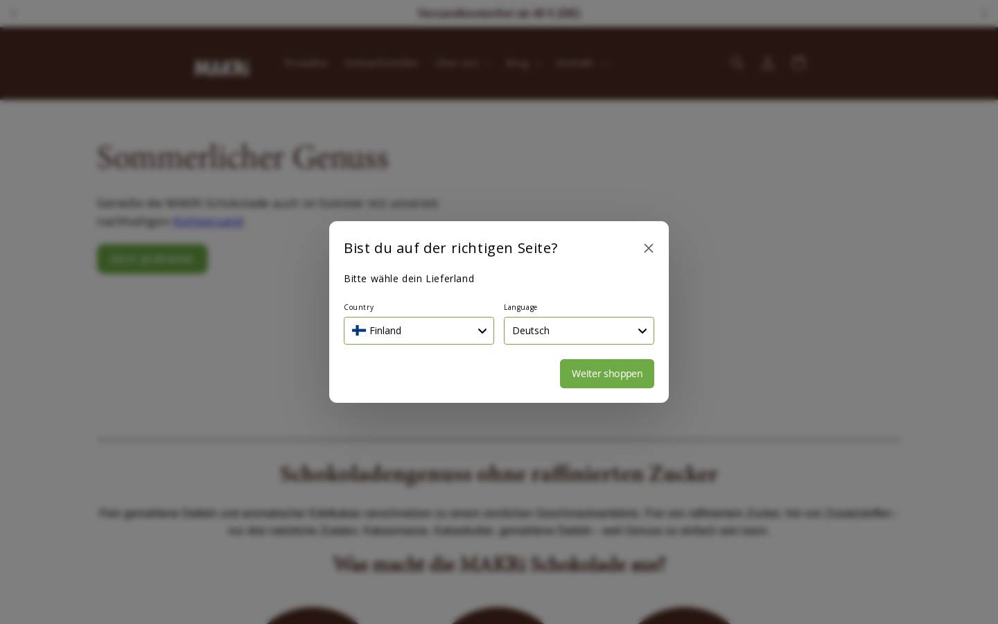 Makri Schokolade homepage screenshot
