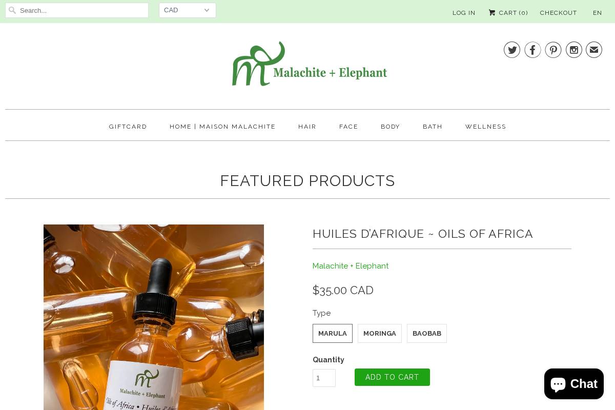 malachite-elephant.com homepage screenshot