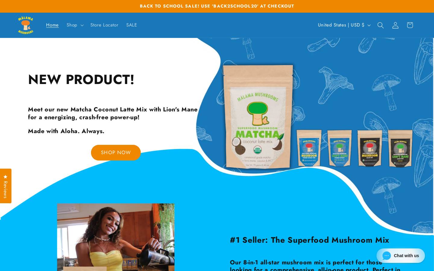 malamamushrooms.com homepage screenshot