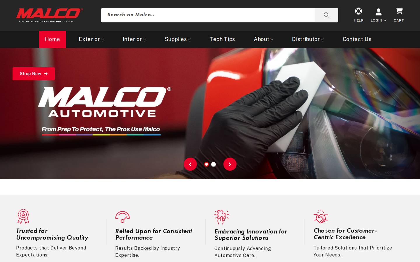 MalcoAutomotive.com homepage screenshot