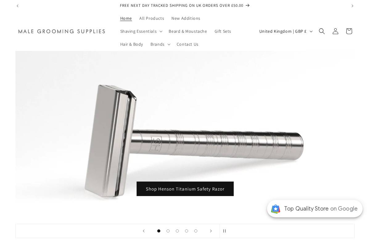 Male Grooming Supplies homepage screenshot